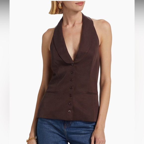 🍂NWT Reformation Alistair Halterneck Button-Up Vest - Picture 3 of 13